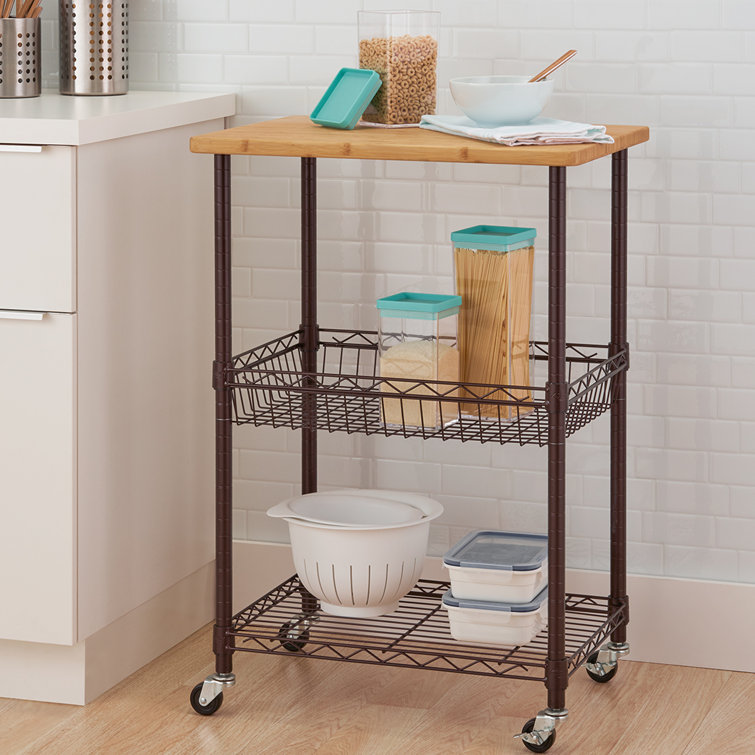 Trinity 24'' Wide Rolling Kitchen Cart with Solid Wood Top & Reviews Wayfair